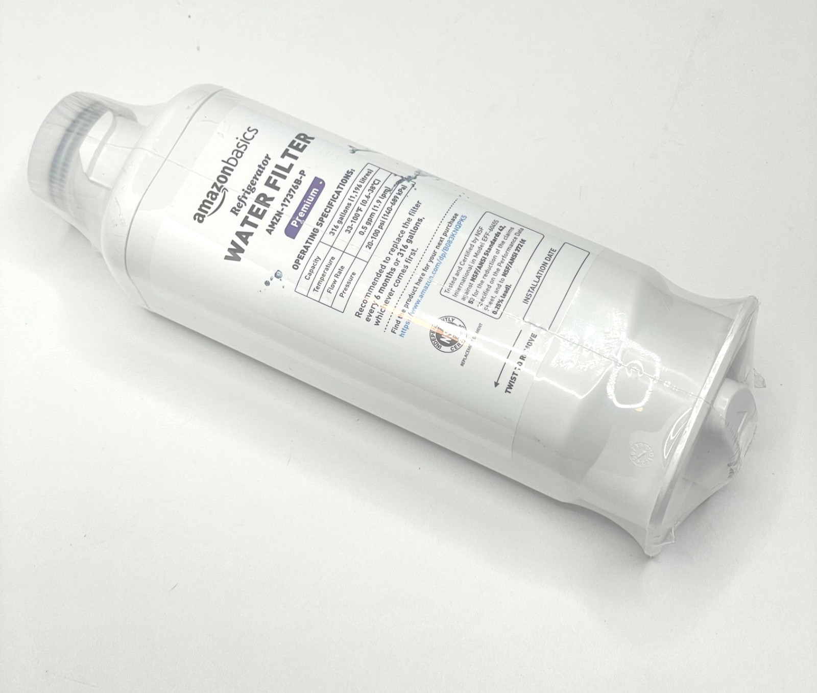 AMAZON BASICS REPLACEMENT WATER FILTER AMZN-17376B-P PREMIUM
