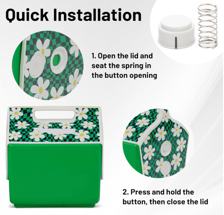Cooler Replacement Button and Spring Compatible with Igloo Playmate Coolers, 4 P