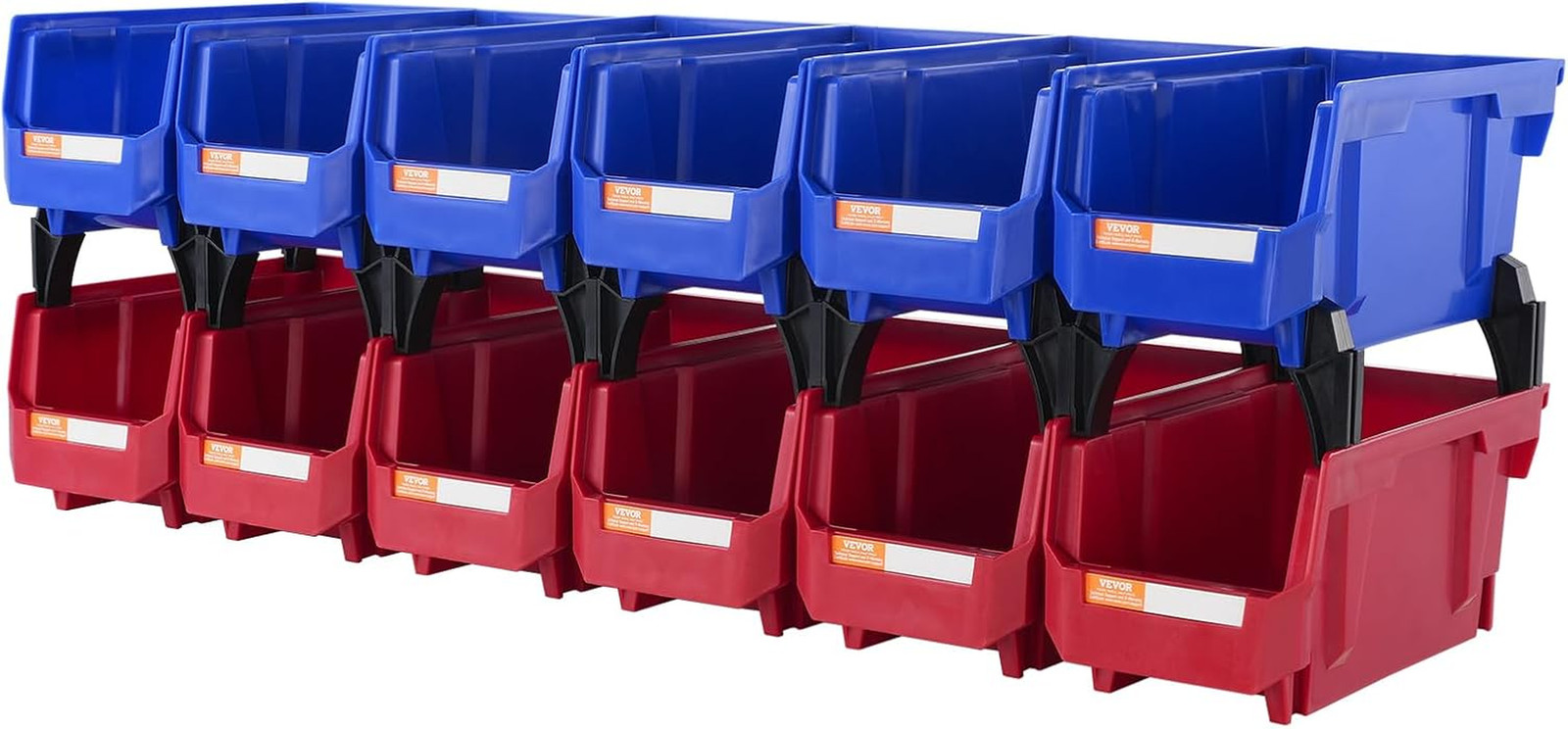 Plastic Storage Bins 12 Pack (11 X 5 X 5-Inch), Hanging Stackable Storage Organi