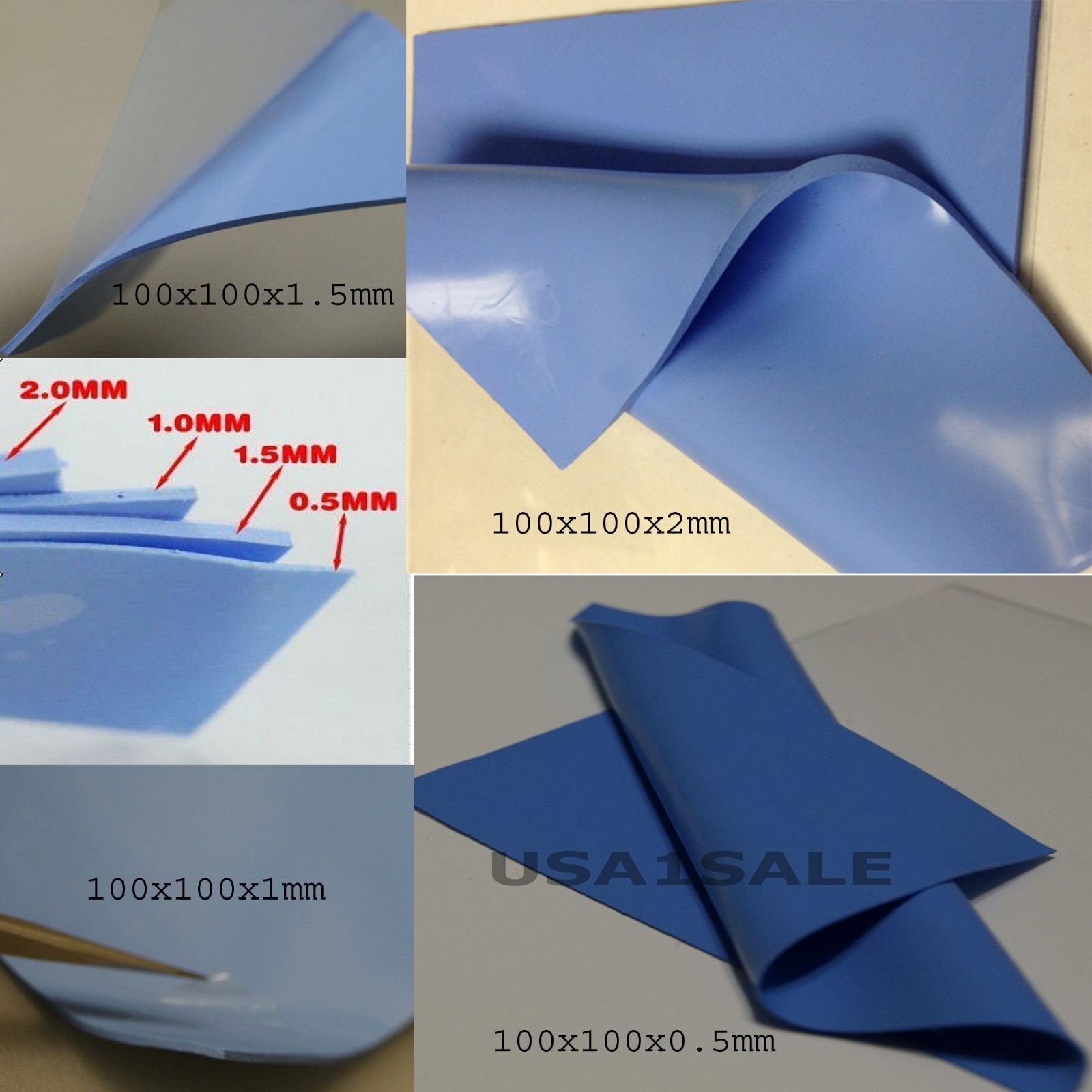 4 Large Thermal Conductive Pad 100x100mm /1 of each Thickness 0.5+1+1.5+2mm $ave