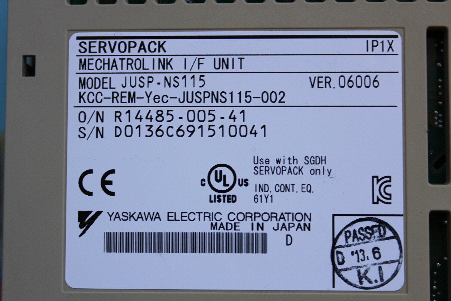 Yaskawa Servopack SGDH-01AEY782 JUSP-NS115, 1Pcs, Free Expedited Shipping