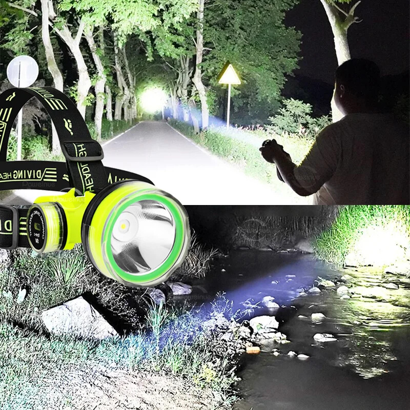 Professional Diving LED Headlamp Headlight Diver Spearfishing Head Flashlight