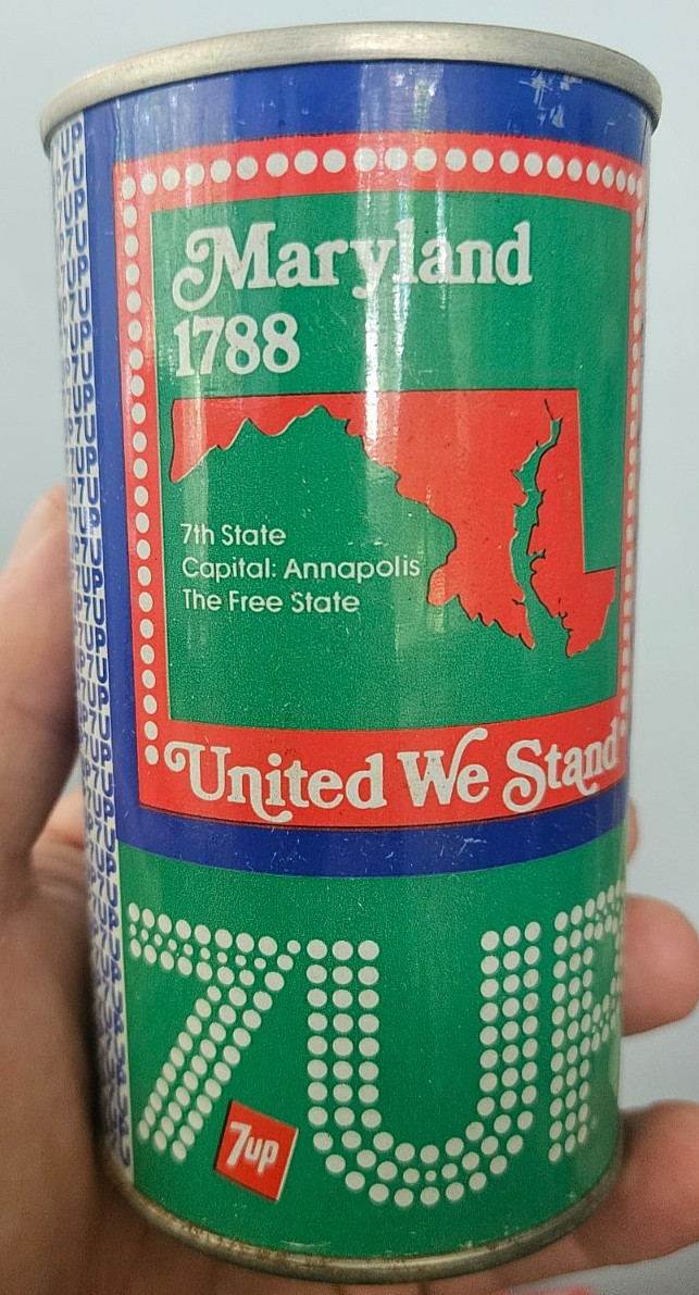 Maryland 1788 7UP Empty Soda Can 7th State The Free State Annapolis capital