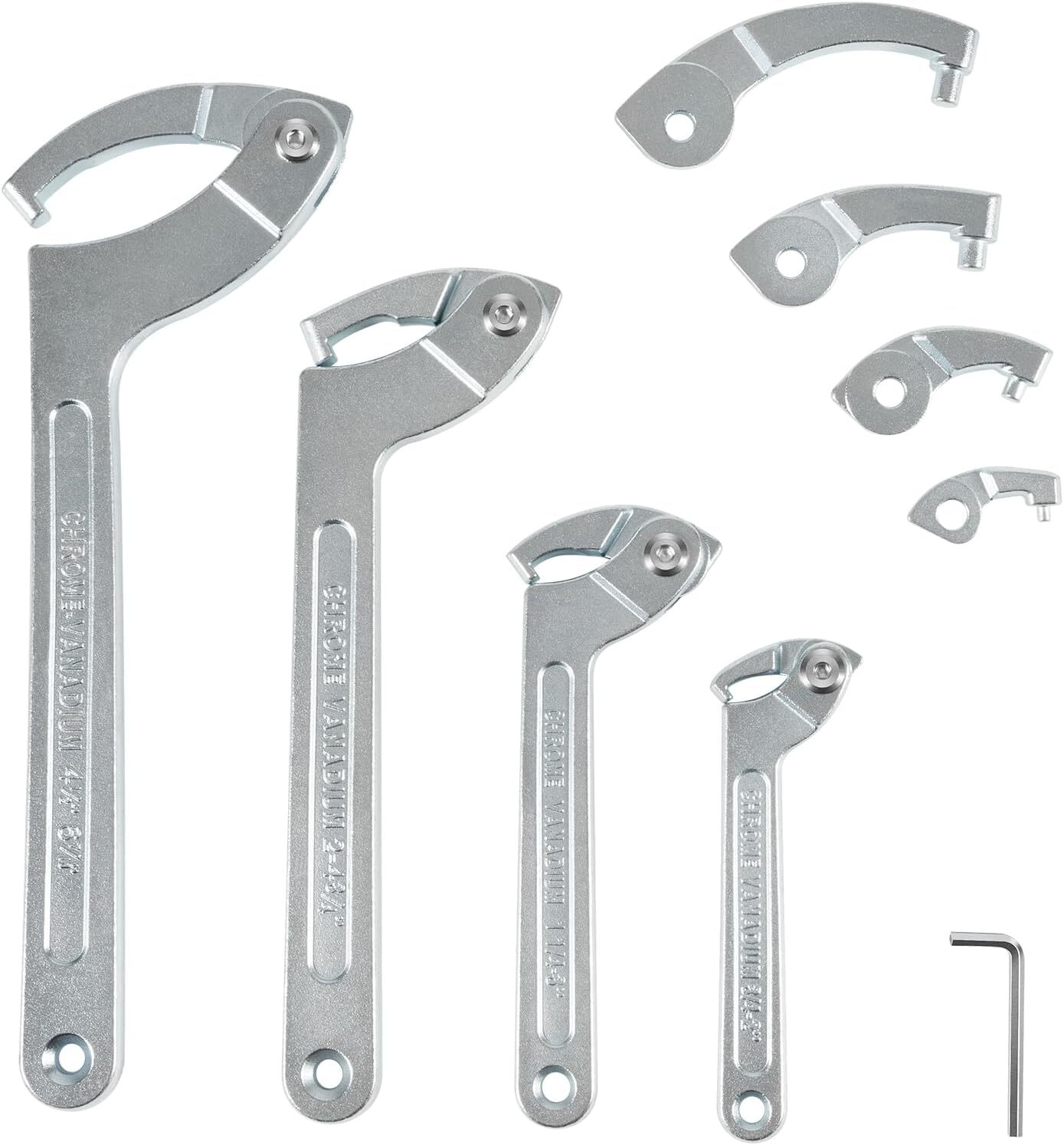 8 Pack Adjustable Pin Spanner Wrench Tool Set Coilover Hook Wrenches for Collar