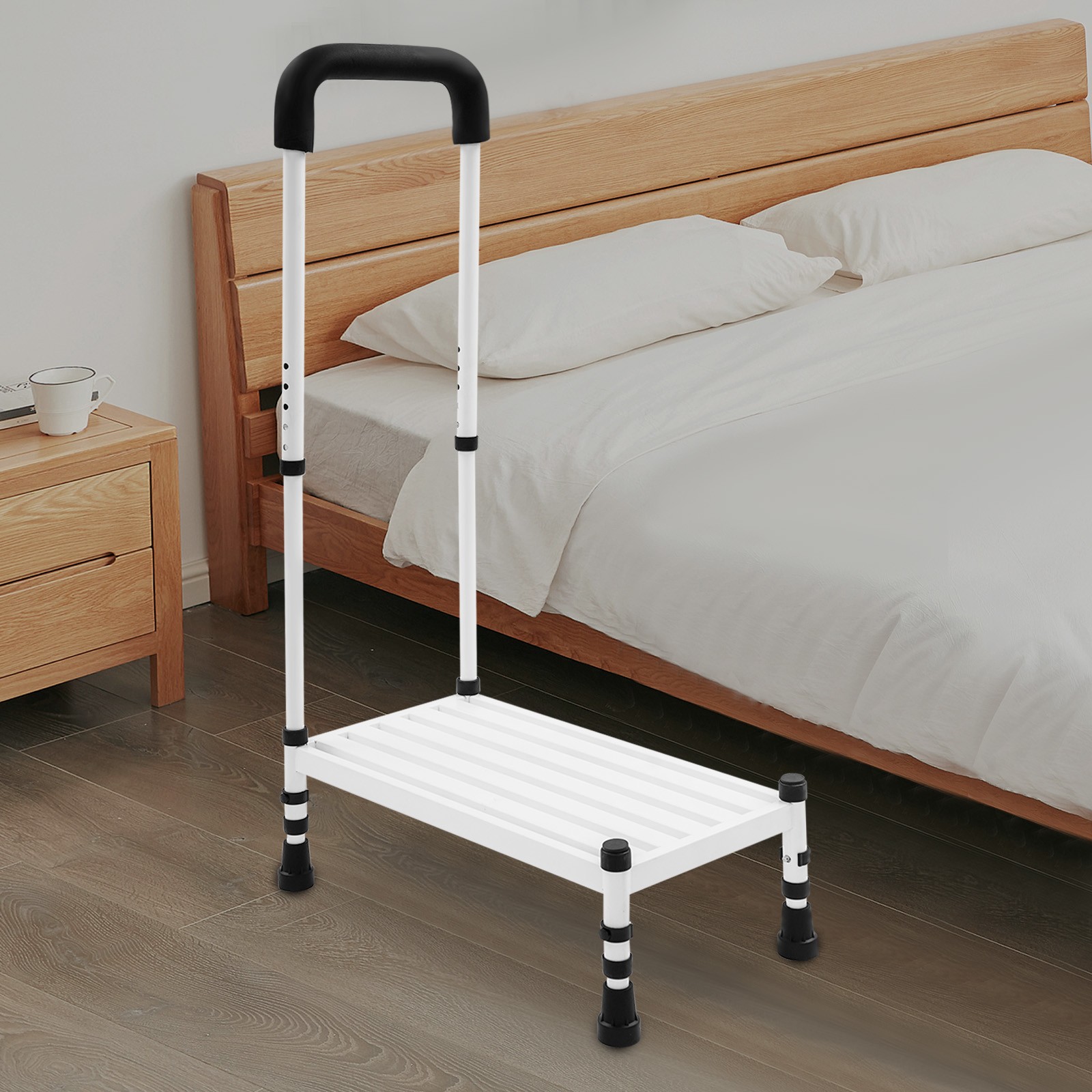 Step Stool with Handle, Adult Ramp with Handrail, Metal Stepping Stool