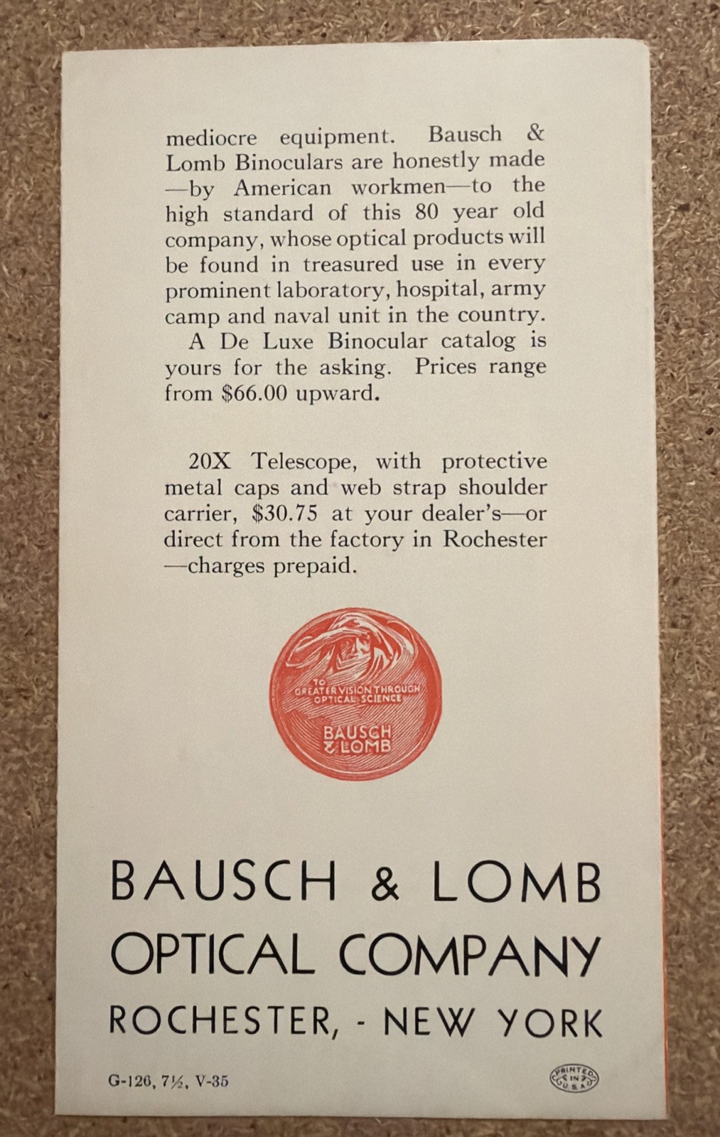1930’s Bausch & Lomb Telescope Equipment For The Amateur Vintage Booklet