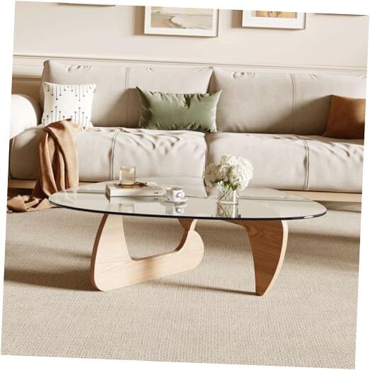 Modern Coffee Table for Living Room and Small Spaces, 43.3" x Natural Wood
