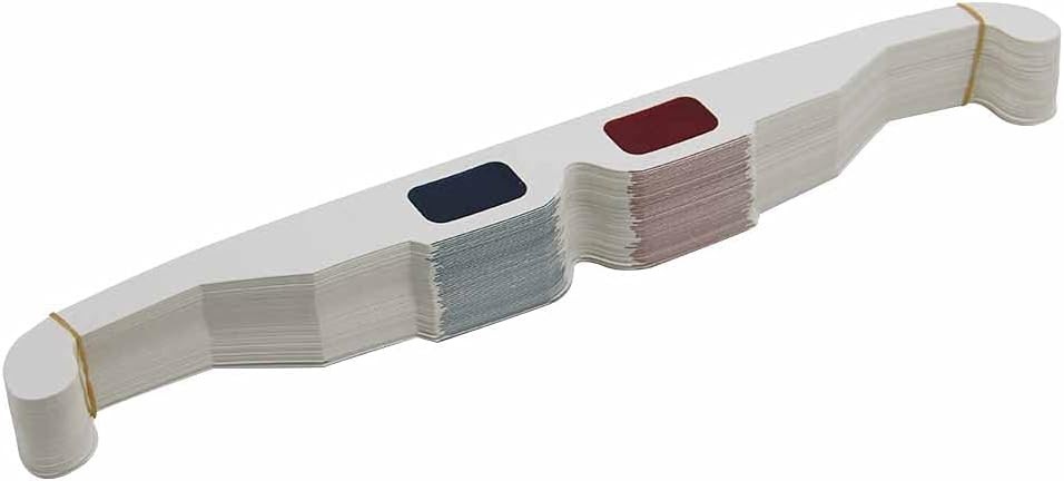 50 Pairs - Flat- 3D Glasses Red and Cyan White Frame Anaglyph Cardboard (Set...
