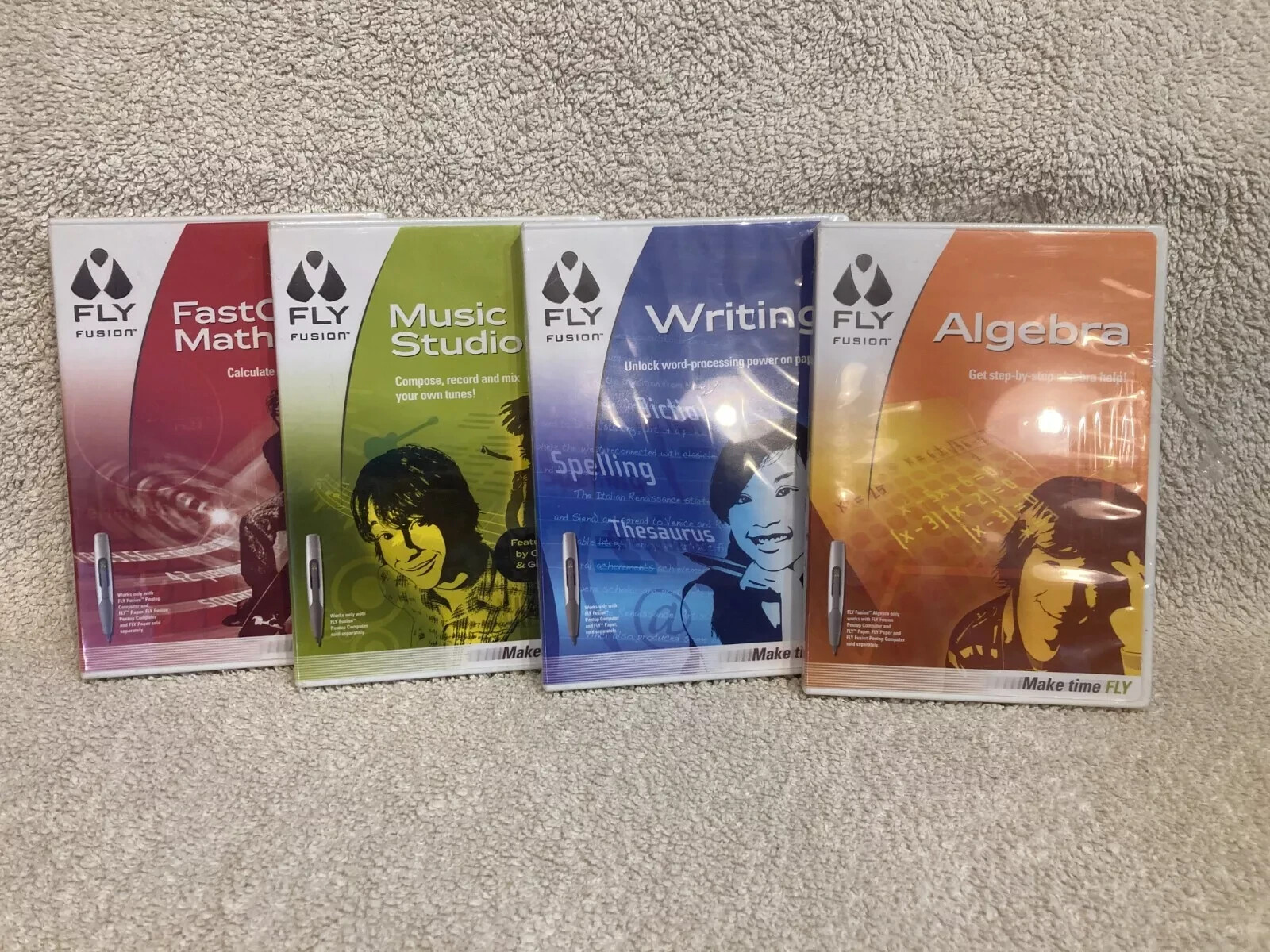Fly Fusion Educational Lot of 4: Algebra, Comp Math Pro, Music & Writing GUC