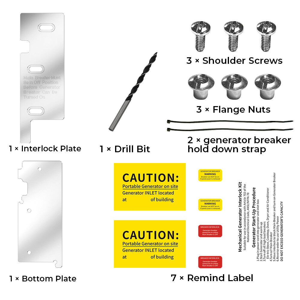 Generator interlock Kit For Square D 200 Amp Panels Garden Vertical Main Panel