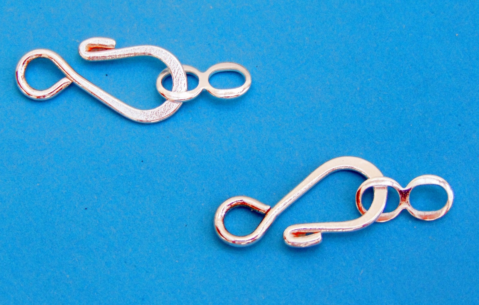 50 SILVER Plated Hook + Eye Clasps Necklaces ~ Total length 25mm (1 inch) x 9mm