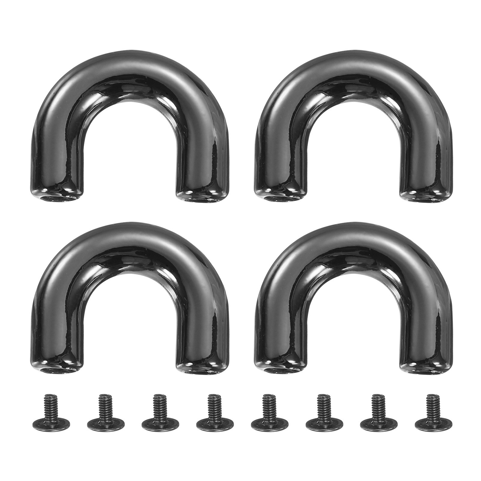 4Pcs Arch Bridge D-Ring Buckles Chain Strap Connector (Black, 0.6 x 0.2 Inch)