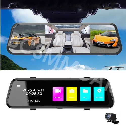 Touch Screen WIFI Car DVR Camera HD Three Channel Dash Cam Rearview Mirror Mount