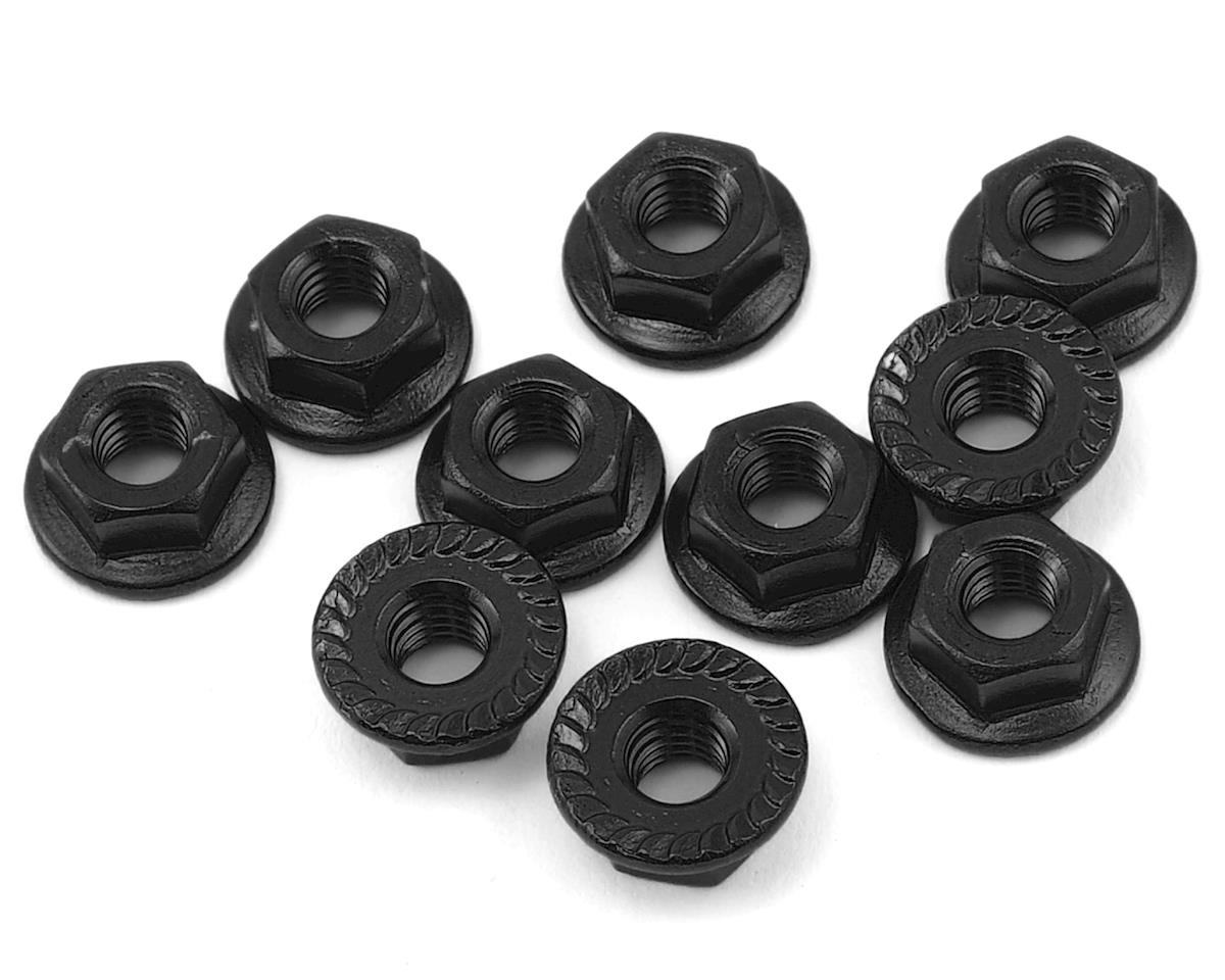 Yeah Racing 4mm Aluminum Serrated Lock Nut (10) (Black) [YEA-LN-M4S-BK]