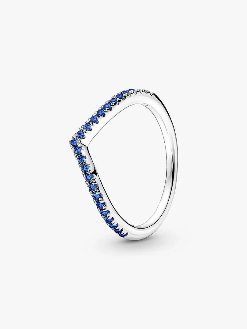 AUTHENTIC Pandora Sparkling Blue Ring Timeless Wishbone size 7.5