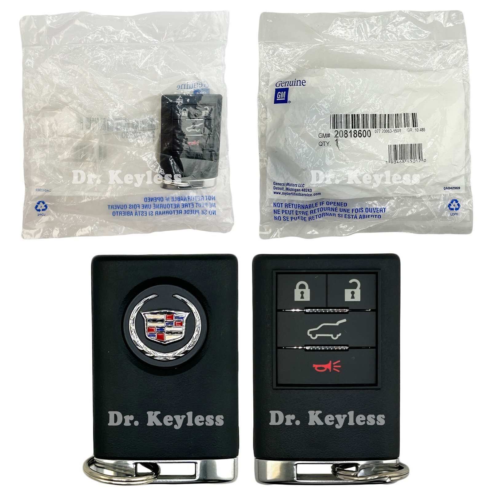 NON-US OEM 2010-2014 Cadillac CTS Key Fob Remote 4B OUC6000223
