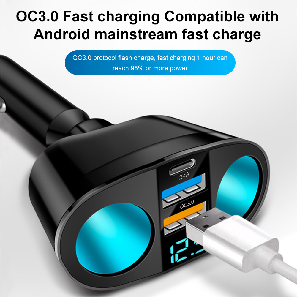 Dual USB Car Cigarette Lighter Socket Splitter Power Adapter Charger Outlet 12V