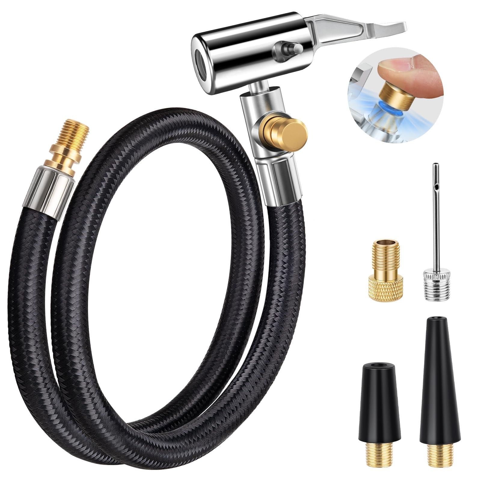 LUMITECO 21'' Quick Air Release Extention Hose, Tire Valve 21‘’ Hose Set