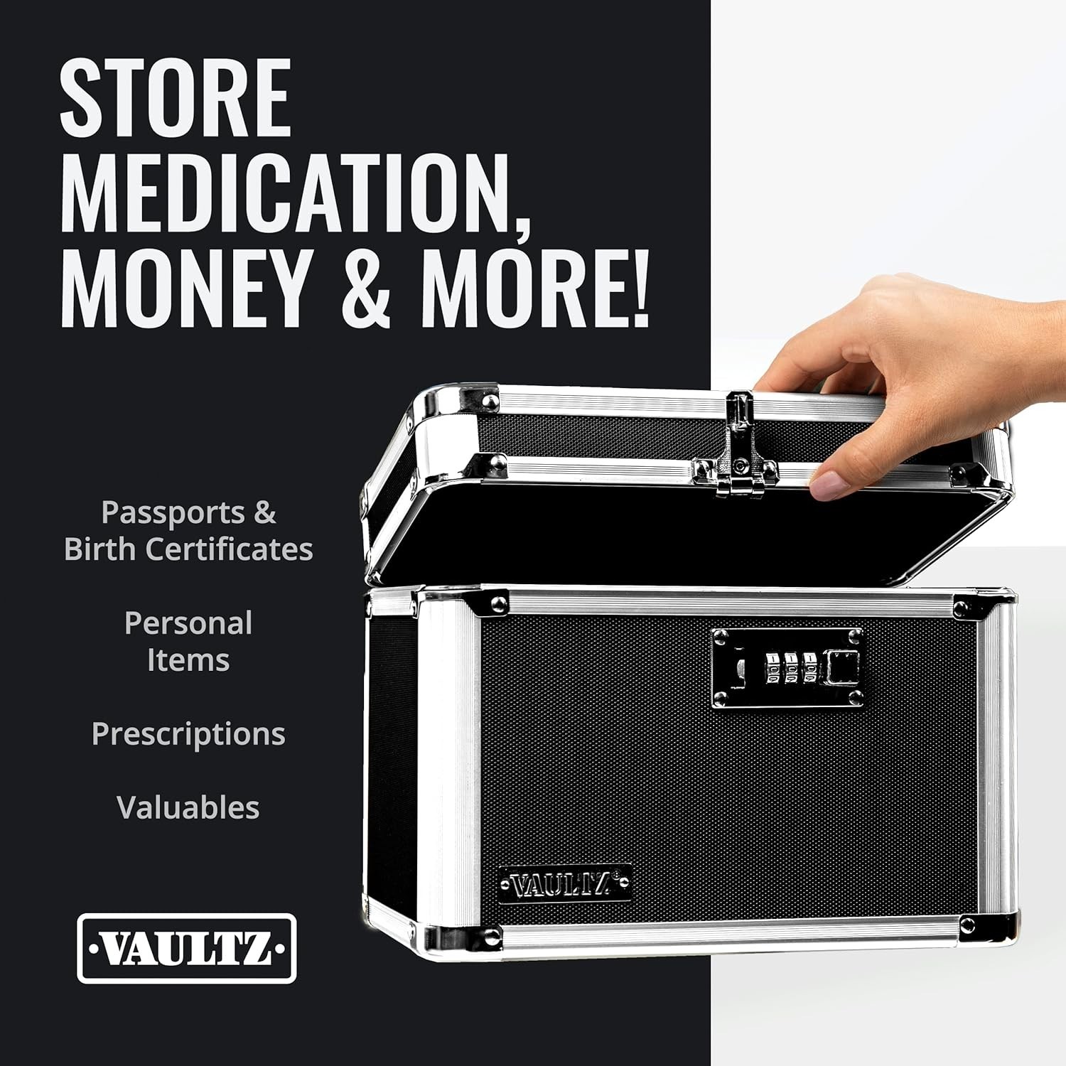 Combination Security Lock Box for Documents and Valuables - Durable & Portable