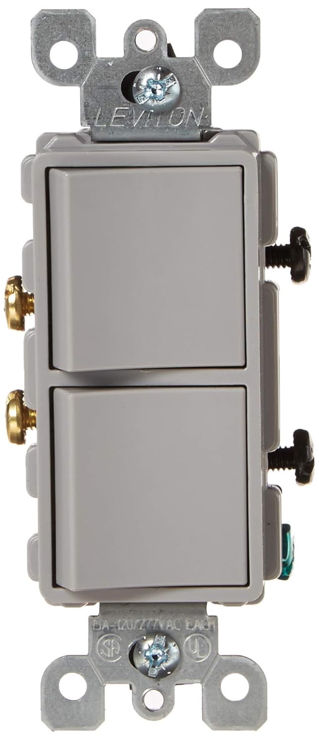 Leviton 15 Amp, 120/277 Volt, Decora Single-Pole, AC Combination Switch, Gray