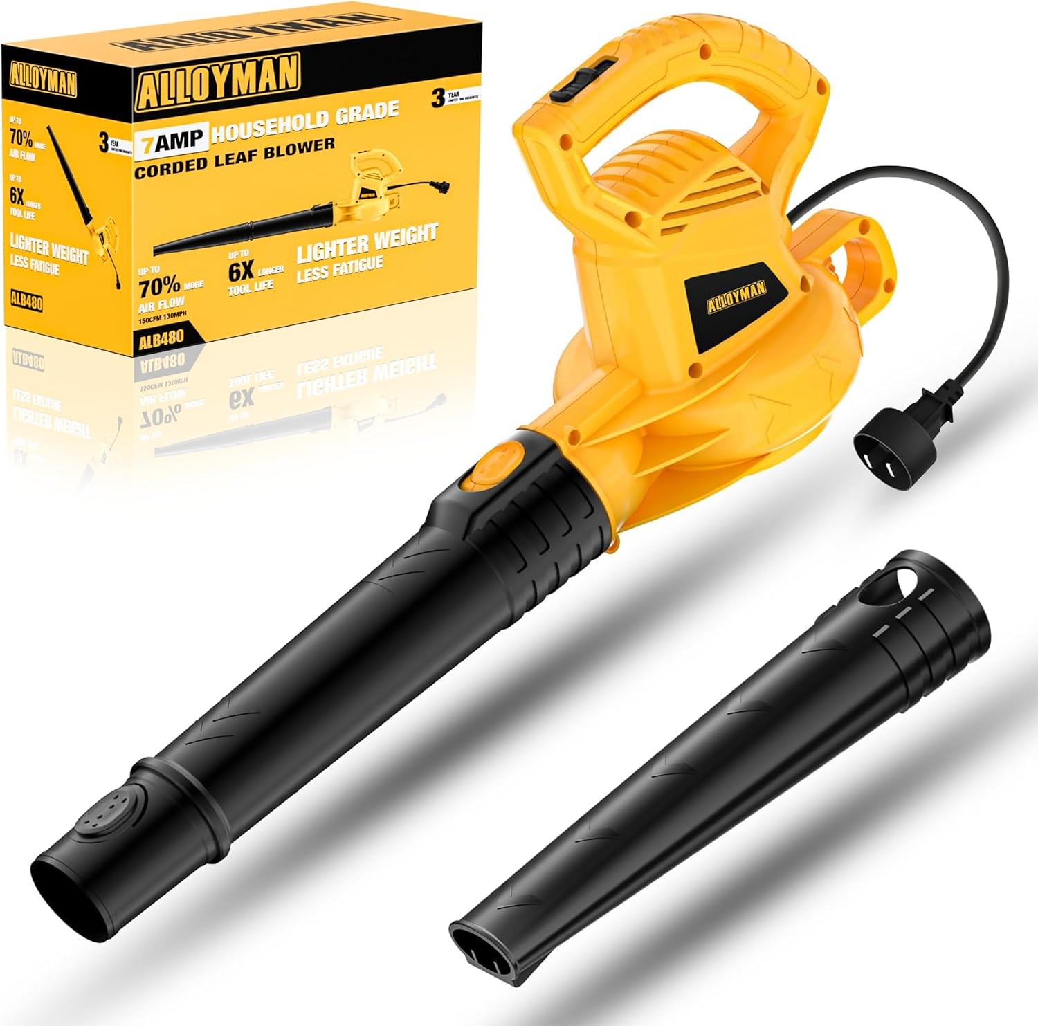 Electric Leaf Blower,7AMP Lawn Blower,130MPH Mini Leaf Blower Lightweight