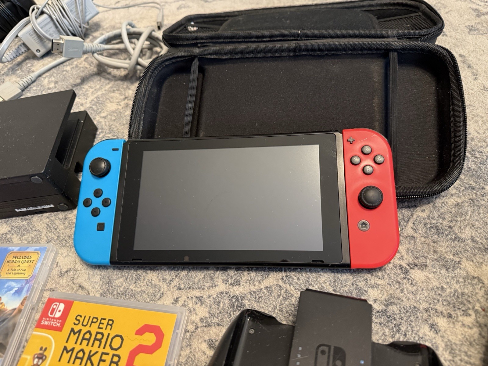 Nintendo Switch HAC-001(-01) Bundle w/ Super Mario Maker 2, Minecraft, Dock, Pr…