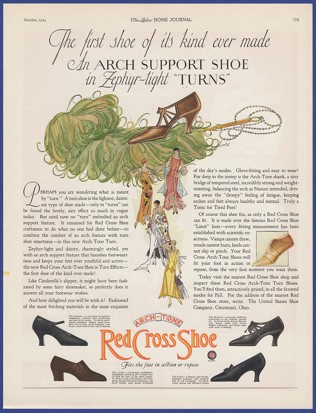 Vintage 1924 RED CROSS SHOE Shoes Women's Footwear Fashion 20's Print Ad