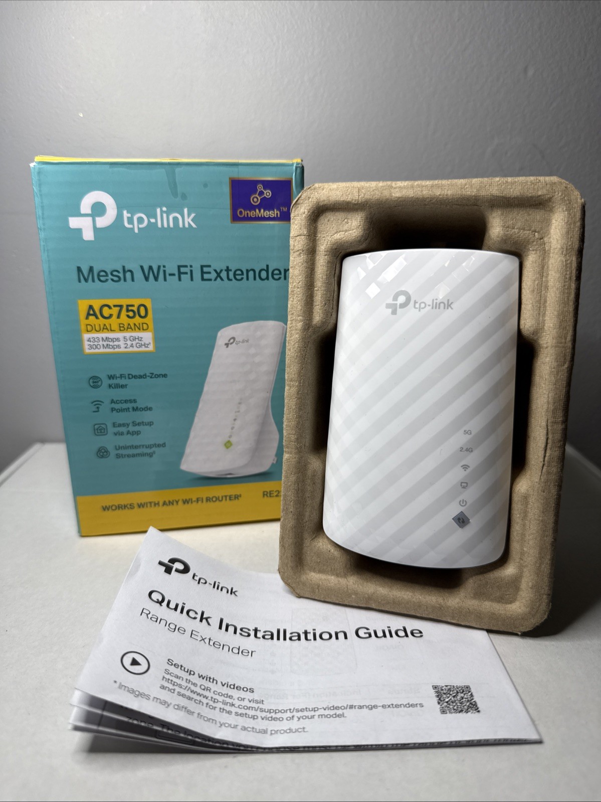 TP-Link Mesh WiFi Extender RE220 AC750 Dual Band Ethernet Port New/Open Box
