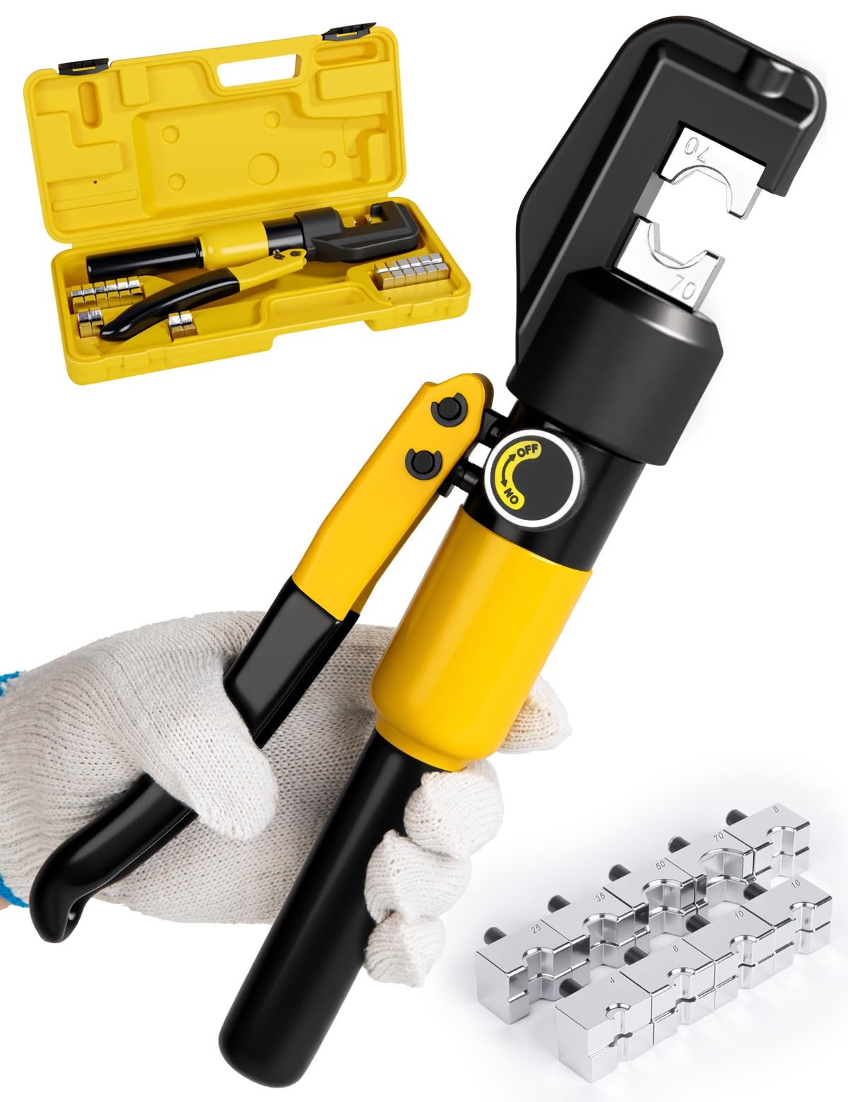HYCLAT 10 Tons Hydraulic Crimping Tool, 12 to 2/0 AWG 12 2/0, Black