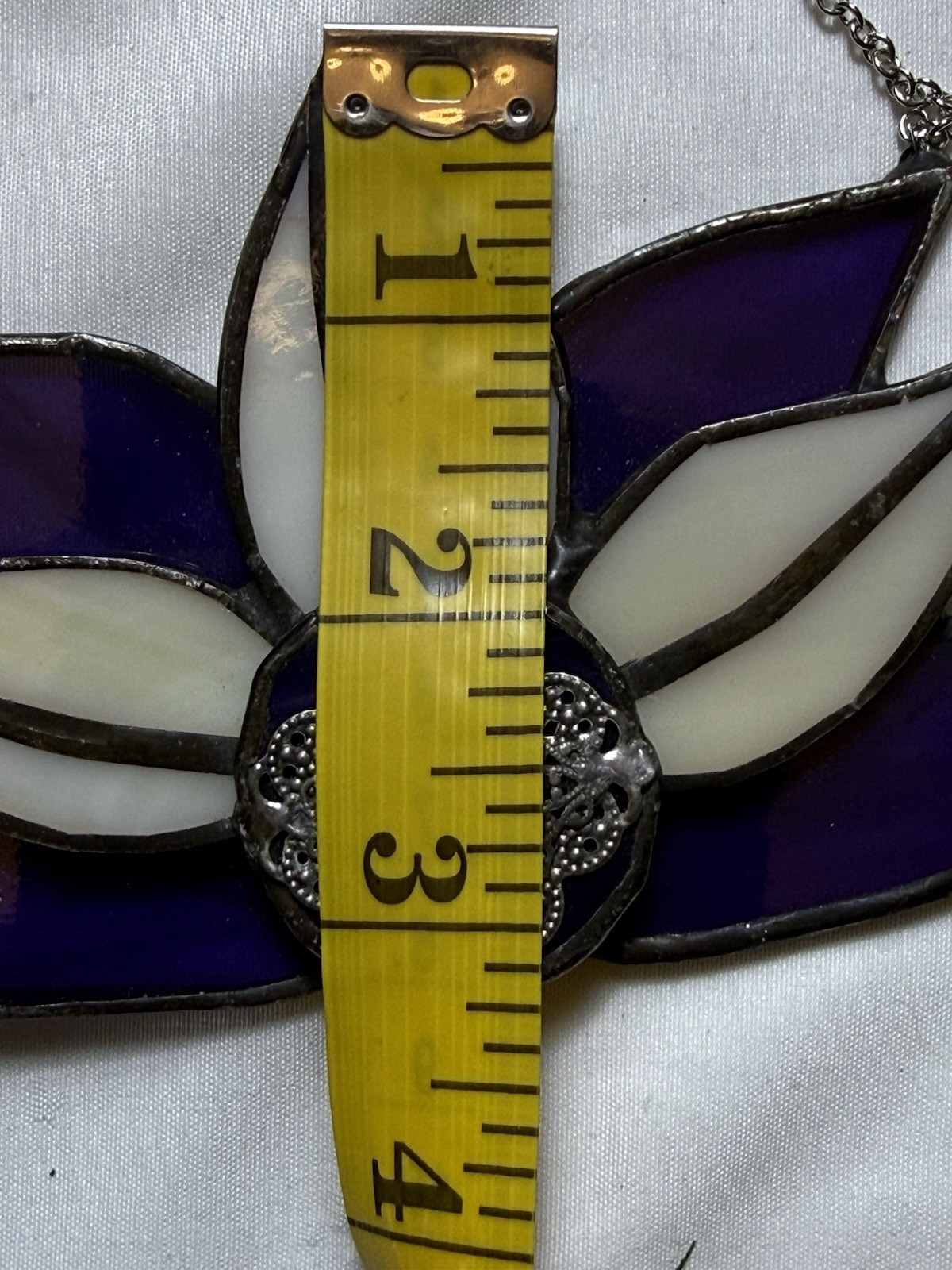 Purple & White Stained Glass Lotus Suncatcher