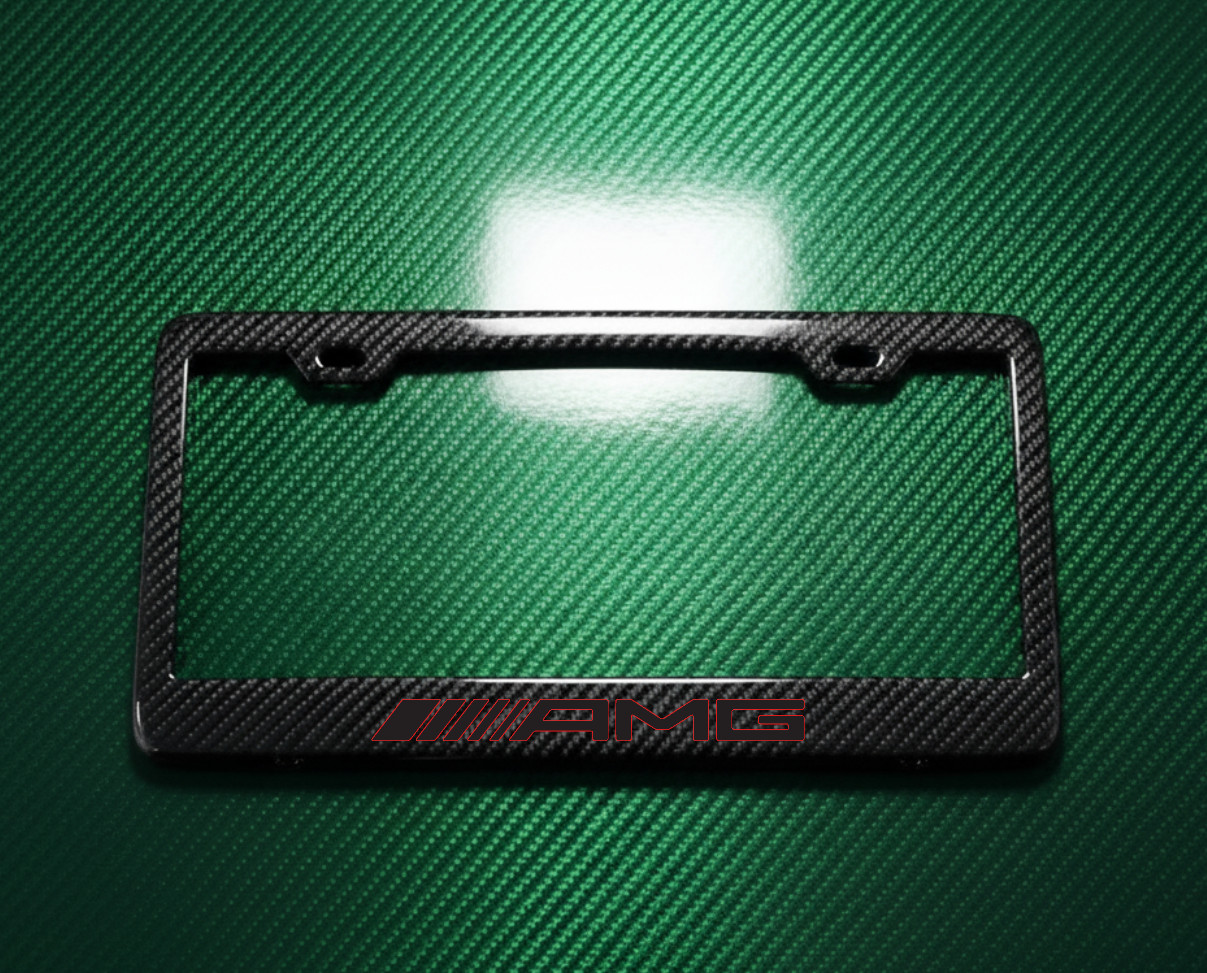 Red&Black AMG Mercedes Benz  100% Carbon Fiber License Plate Frame Ghost Effect