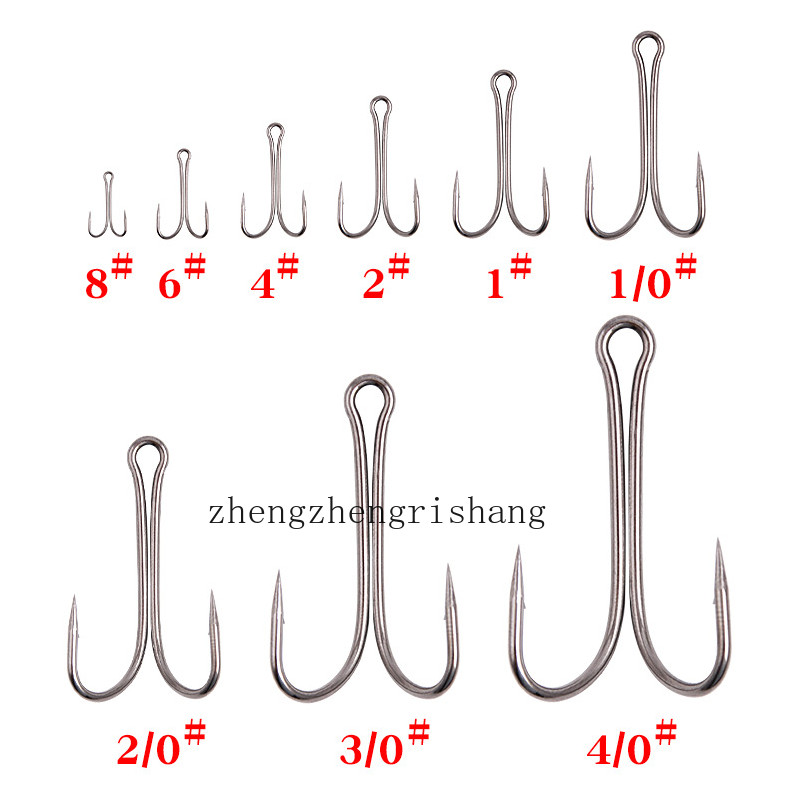 1000Pcs Double Fishing Hook Saltwater Open Shank Frog Hook Stainless steel Barb