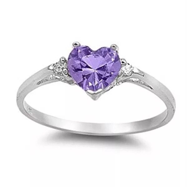 Men Women 8MM Stainless Steel CZ Heart Ring Band Size 6-12 Engagement Wedding