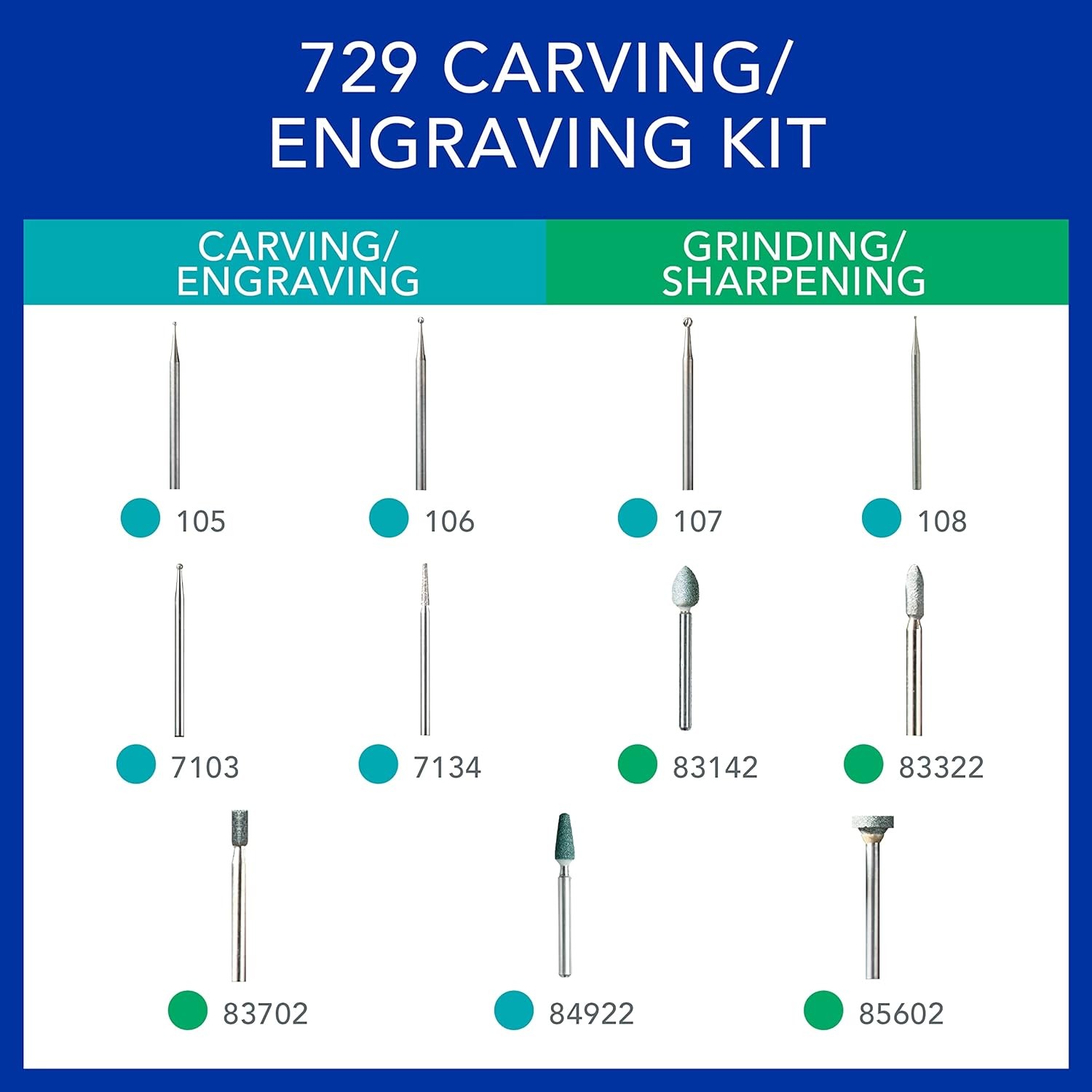 Dremel 729 Carving/Engraving Kit - 11 Pieces - NEW!