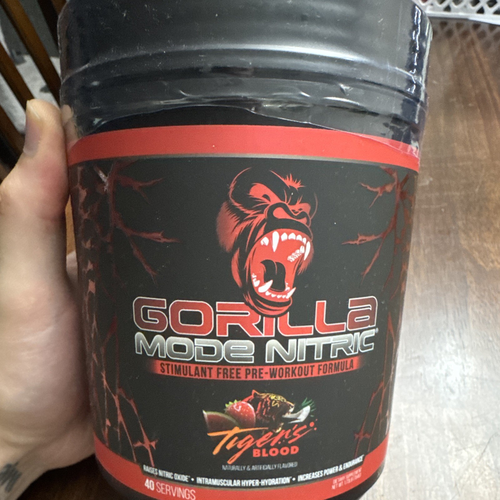 Gorilla Mode Nitric Stimulant-Free Pre-Workout Tiger's Blood 40 Servings