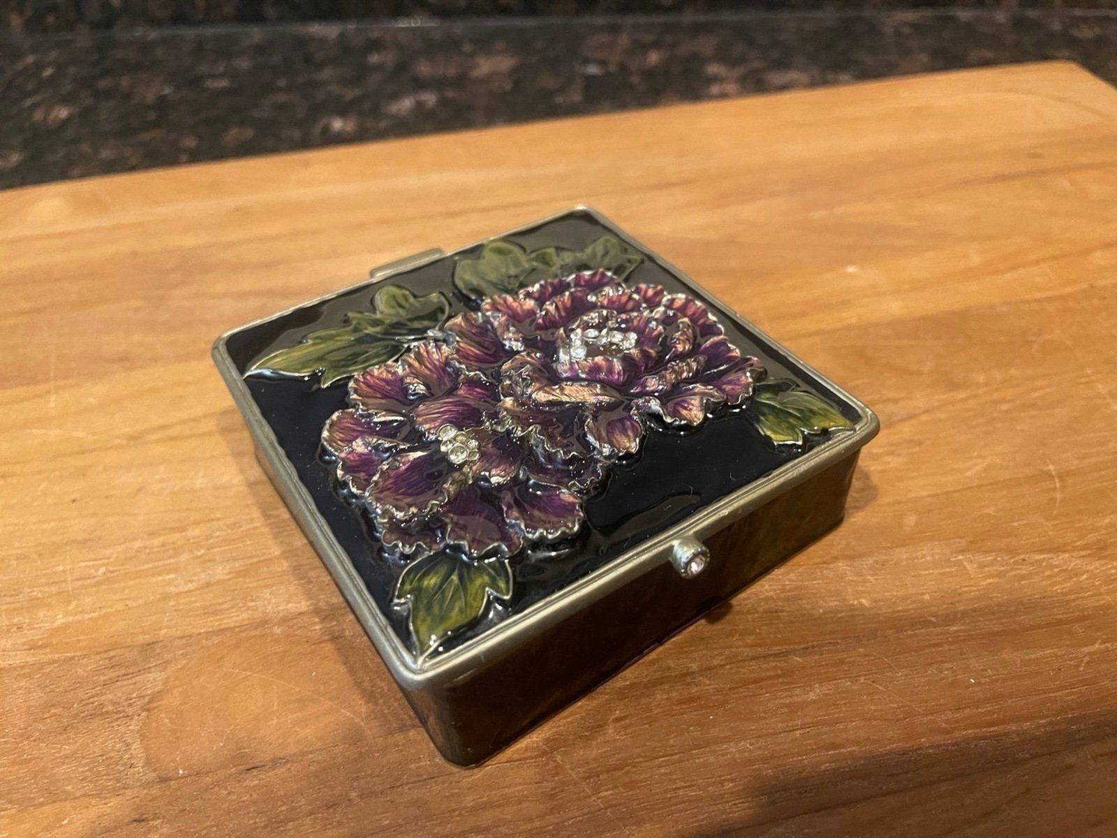 Enamel Flower Square trinket box
