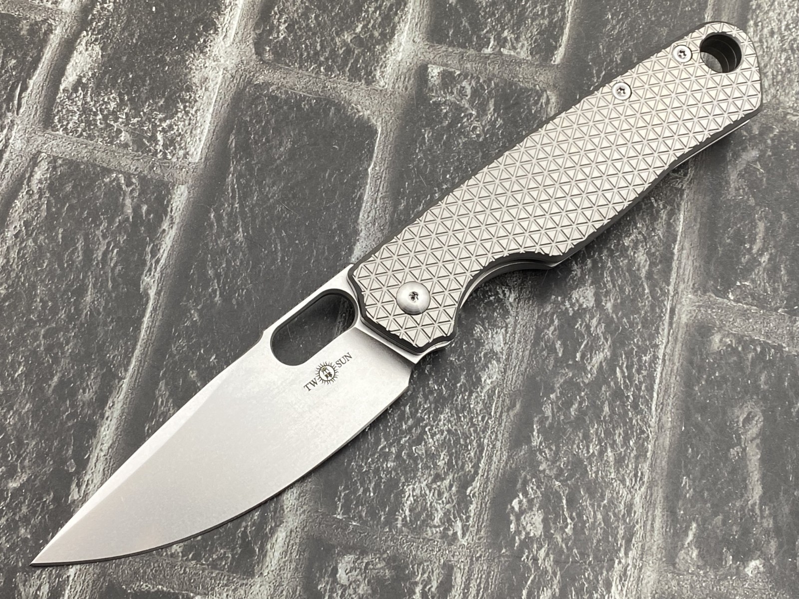 Twosun TS430-N690-Gray-SW Folding Knife Titanium Handle Flipper Pocket Knife