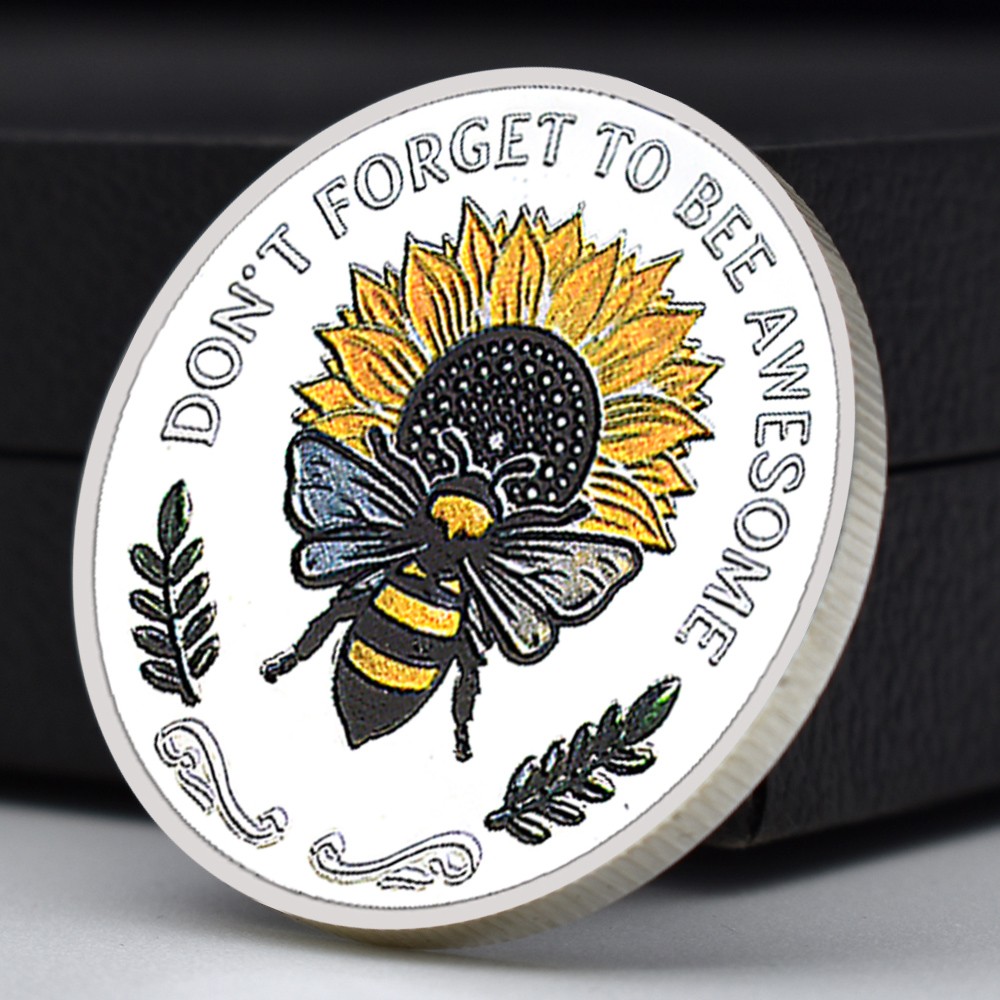 Bee Inspirational Challenge Coin Bee Kind Positive Gift Sunflower Token Medal