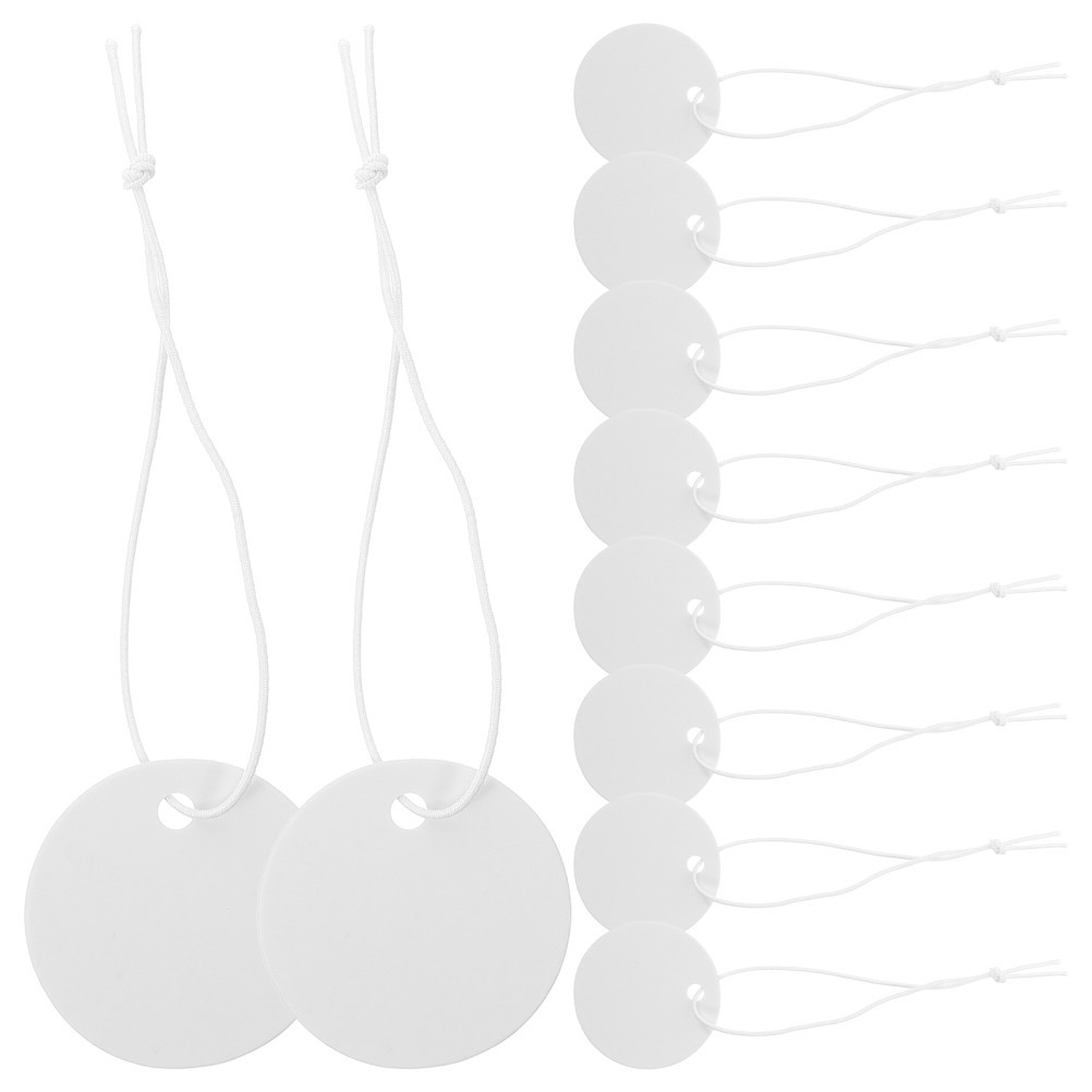 100Pcs Price Tags Jewelry Tags with String Blank Tag with Elastic String Price
