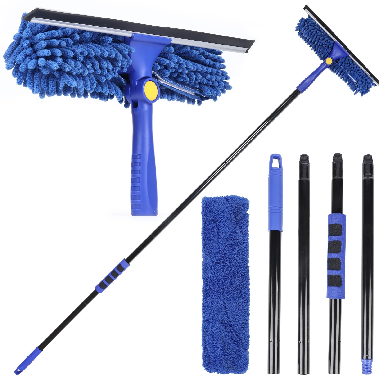 2 in 1 Squeegee Window Cleaning Tool with 60" Extension Pole