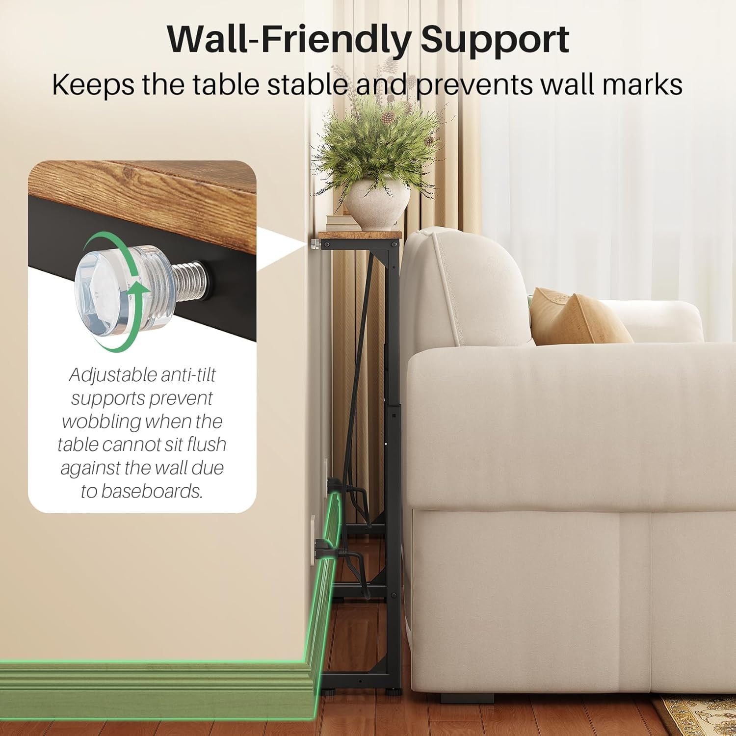 94.5" Extra Long Behind Couch Table, Adjustable Height Narrow Console Table with