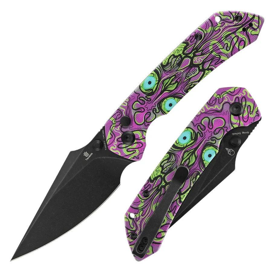 Tenable Fenrir Folding Knife Jade G10/Purple Undead Handle 14C28N Blue T1034F7