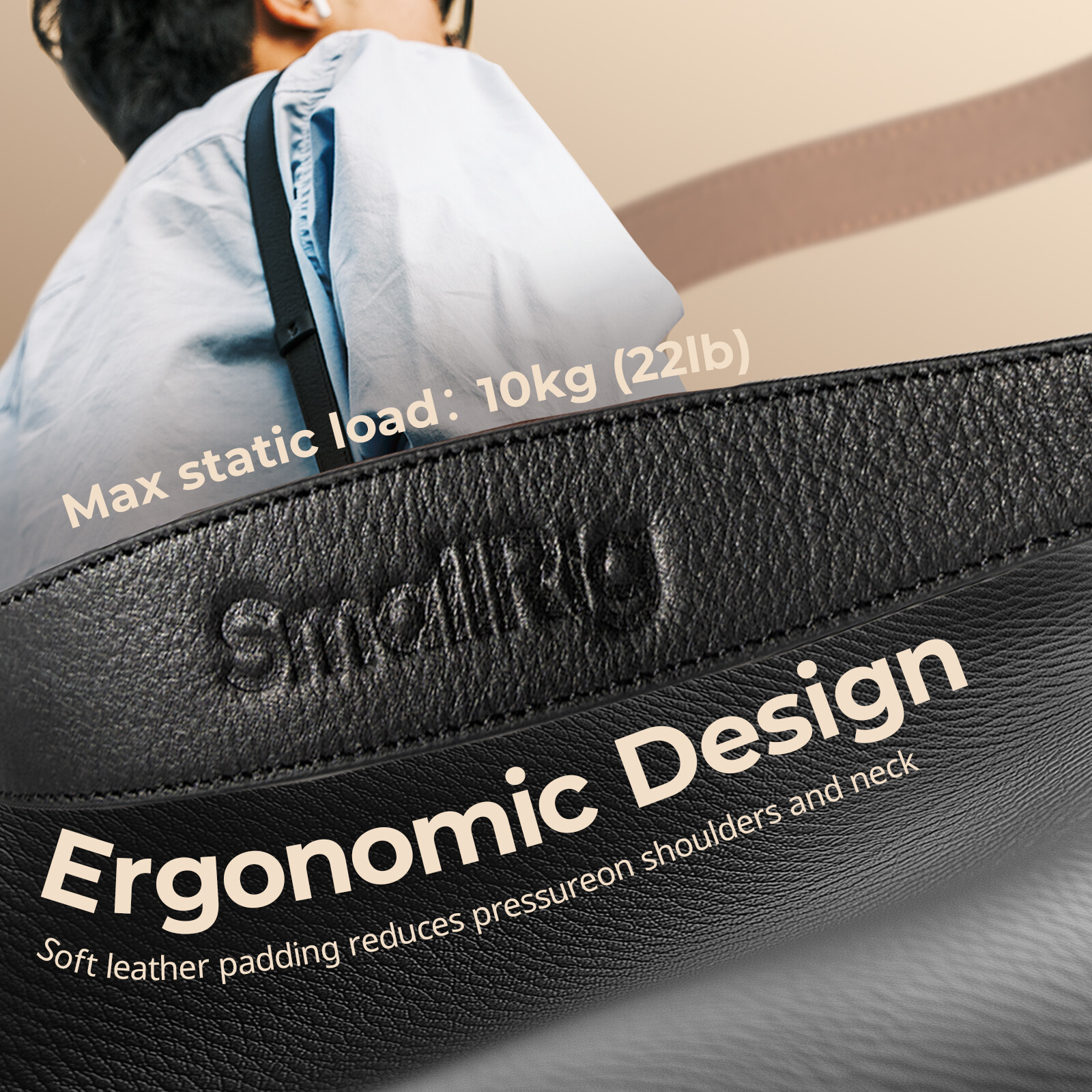 SmallRig Universal Leather Camera Neck Shoulder Strap for DSLR Max Load 10kg