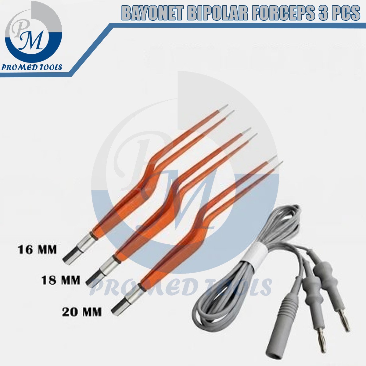 Non-Stick Bayonet Bipolar Forceps 3 Pcs & 3mtr Cord High Quality