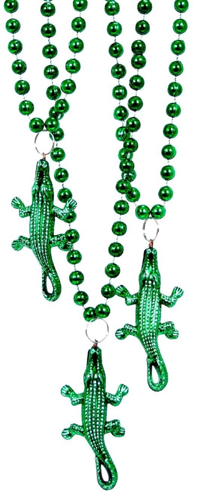 Lot of 12 Alligator Beads Necklace  Green Gator Mardi Gras crawfish boil