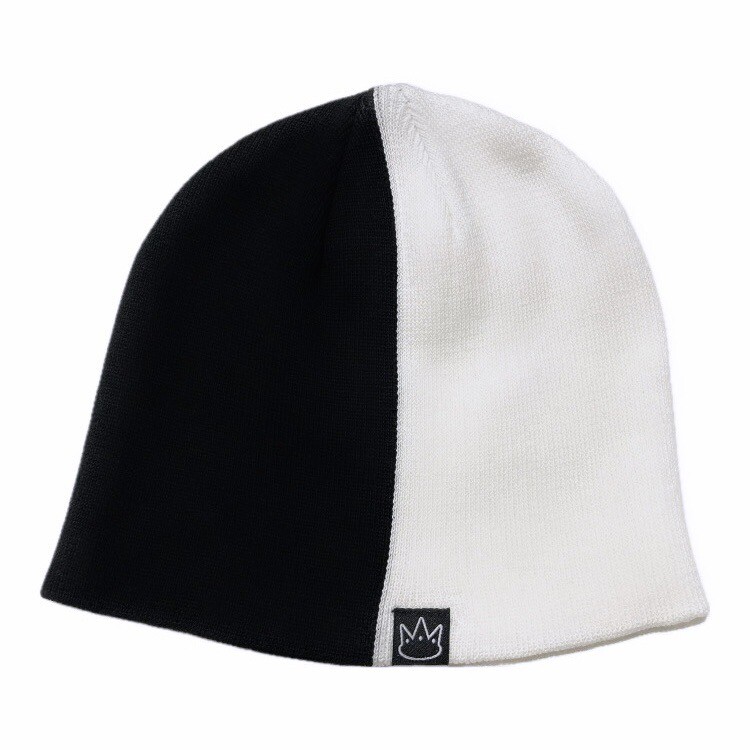 Jay Rauler Half Black White Two Tone Split Cotton Skull Cap Beanie Skullie Hat