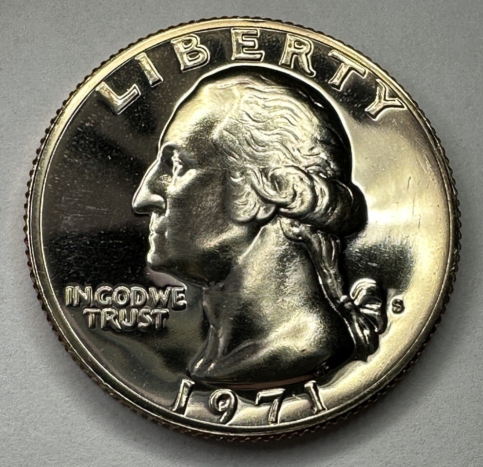 1971-S Washington PROOF Quarter 25cent Coin from US Mint Proof Set. Beautiful!!