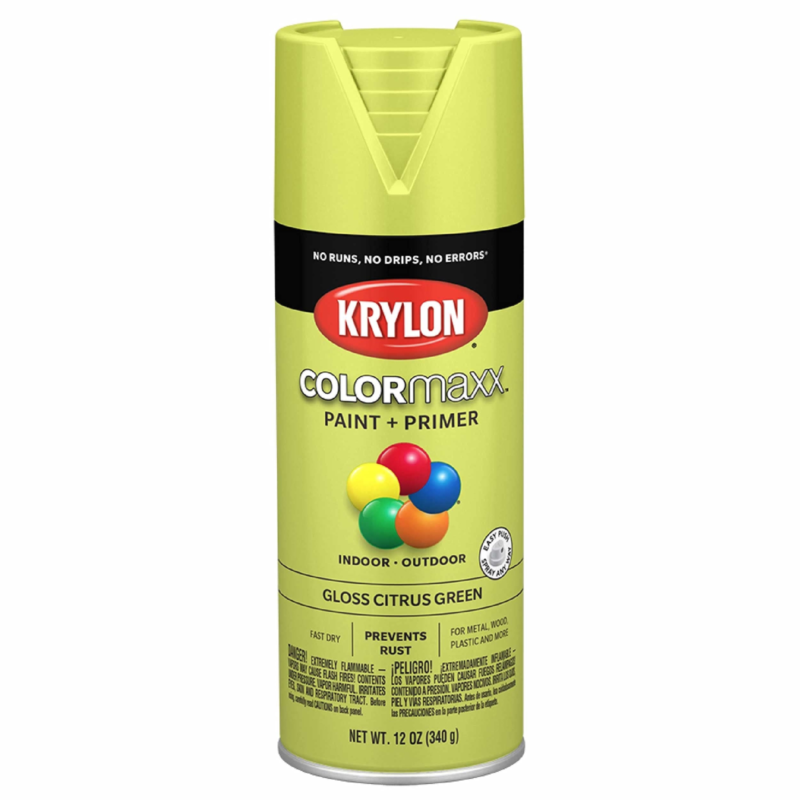 Krylon COLORmaxx Citrus Green Fast Dry Spray Paint 12 Ounce for Indoor Outdoo...