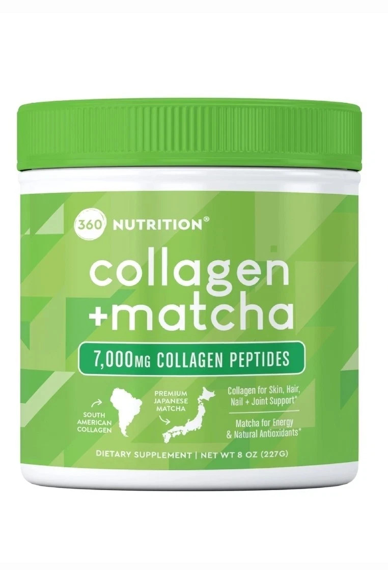 New 360 Nutrition Collagen + Matcha W/ 7000mg Of Collagen Peptides 8oz 06/2027