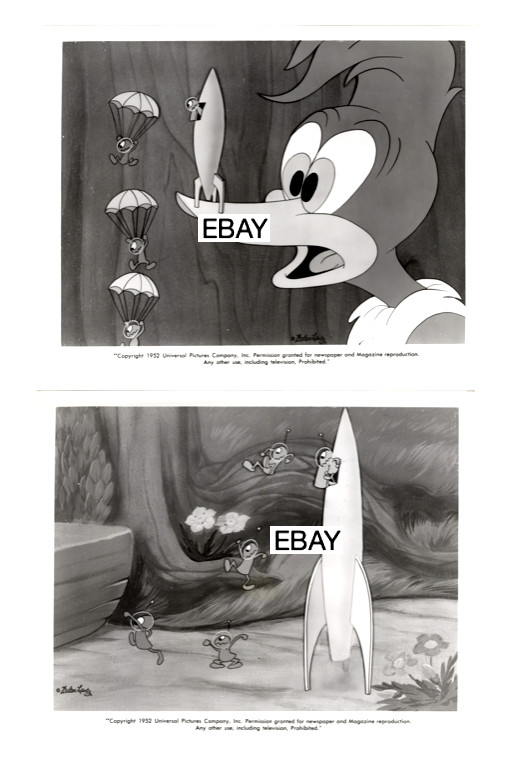 SALE: WOODY WOODPECKER 1952 TERMITES FROM MARS 2 VINTAGE CARTOON PHOTOS W LANTZ